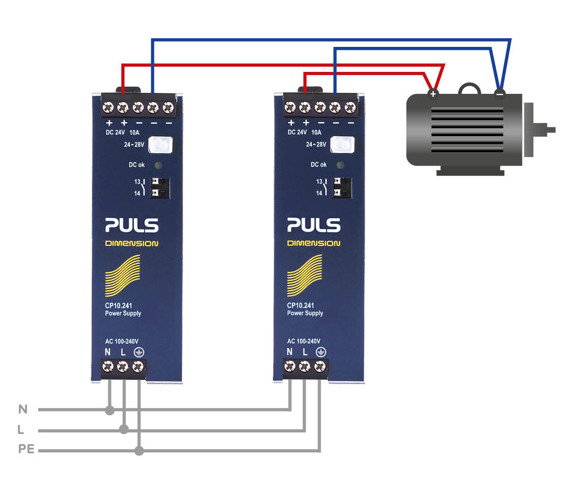 Simple parallel connection of two power supplies