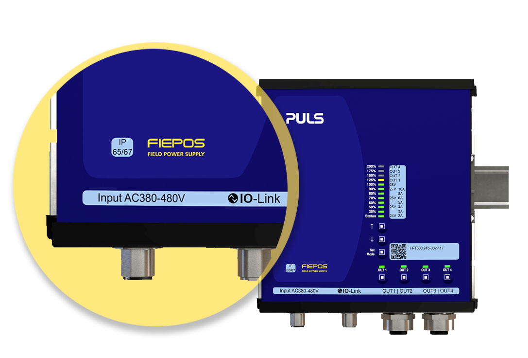 The decentralised FIEPOS switch-mode power supplies with a high IP rating – IP54, IP65 or IP67 – have been developed for flexible use directly in the field.
