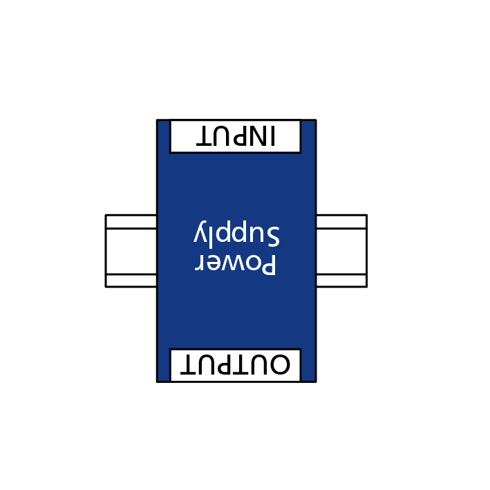 Upside down orientation of a DIN rail power supply. Upside down orientation of a DIN rail power supply.