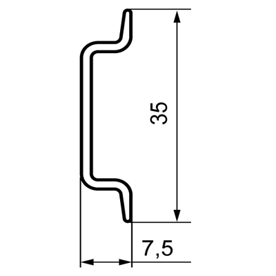 Поперечное сечение DIN-рейки 7,5 мм