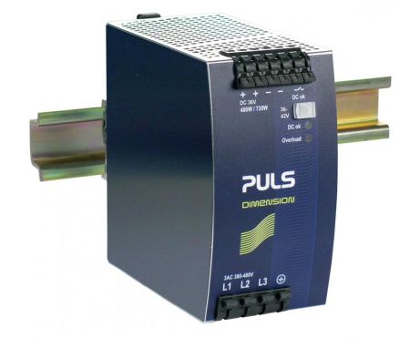 QT20.361 | 3-phase 480W, power supply 36V, 13.3A rail DIN